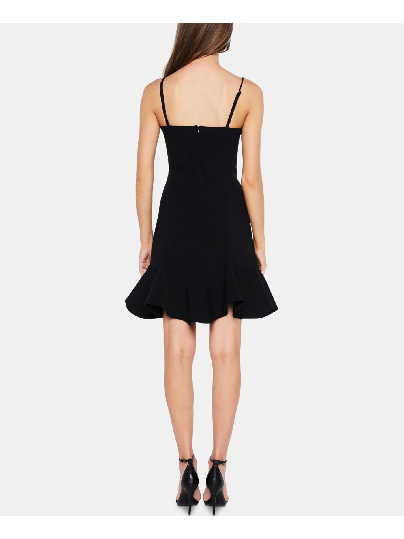 BARDOT Womens Black Spaghetti Strap Square Neck Above The Knee Party Fit + Flare Dress XS