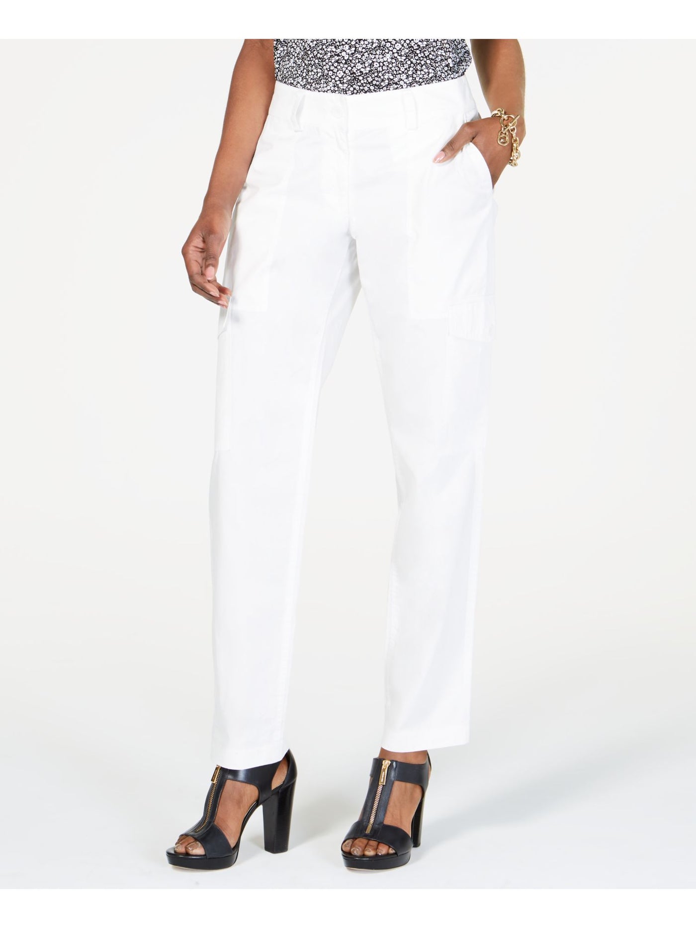 MICHAEL KORS Womens White Cargo Pants Petites 12P