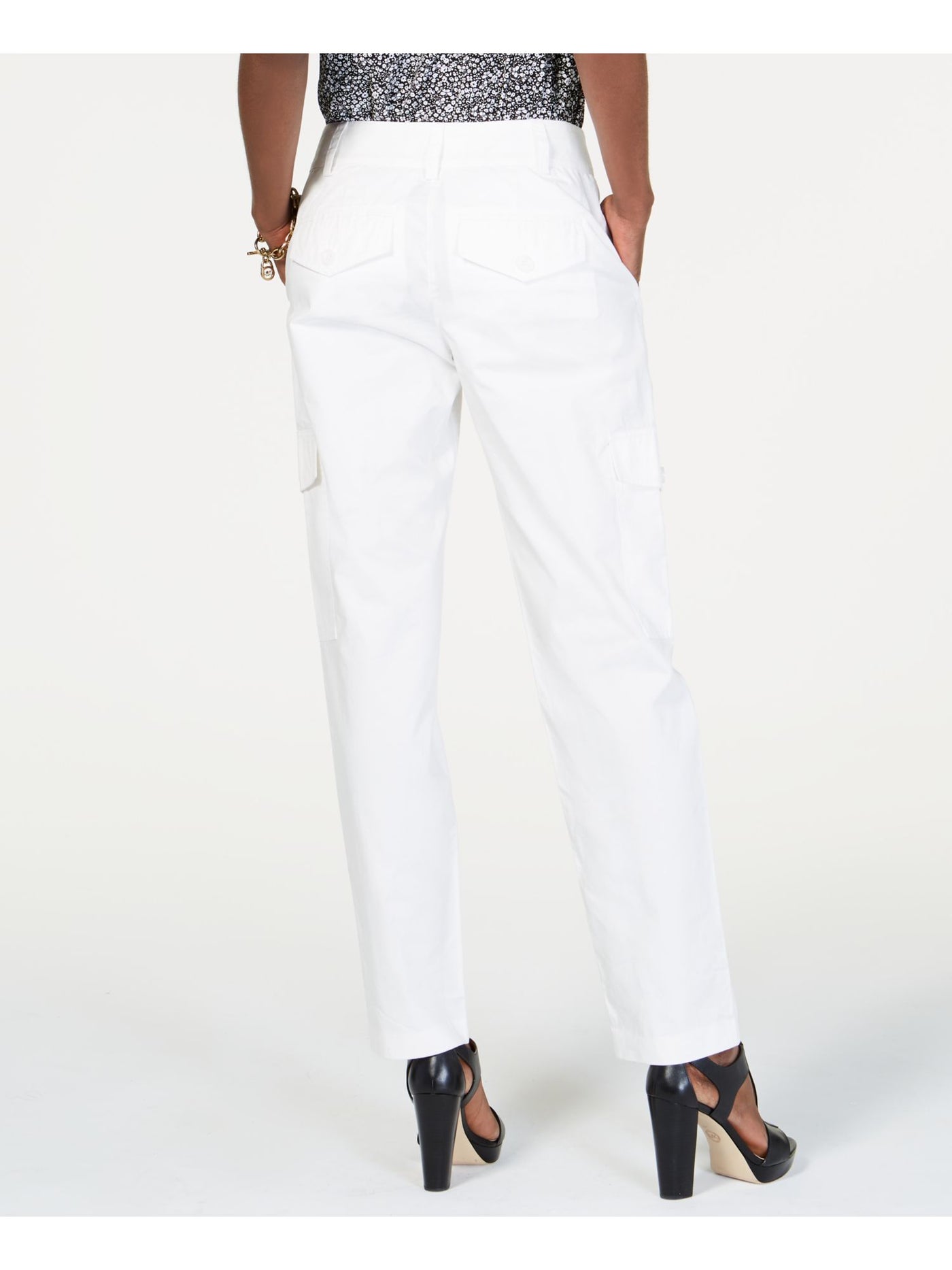 MICHAEL KORS Womens White Cargo Pants Petites 12P