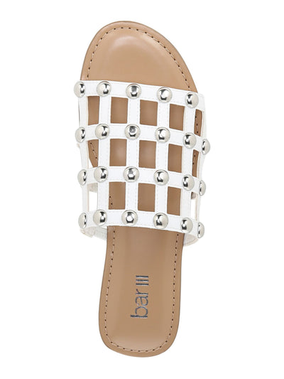 BAR III Womens Clear Caged Studded Padded Pecanna Round Toe Block Heel Slip On Slide Sandals 6.5 M