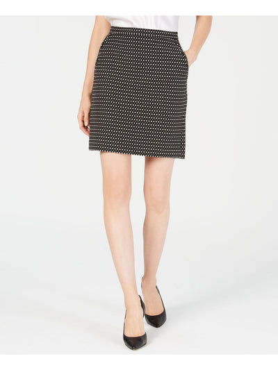 ANNE KLEIN Womens Black Geometric Mini Wear To Work A-Line Skirt 12