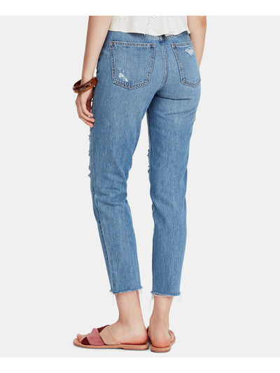 FREE PEOPLE Womens Frayed Straight leg Jeans