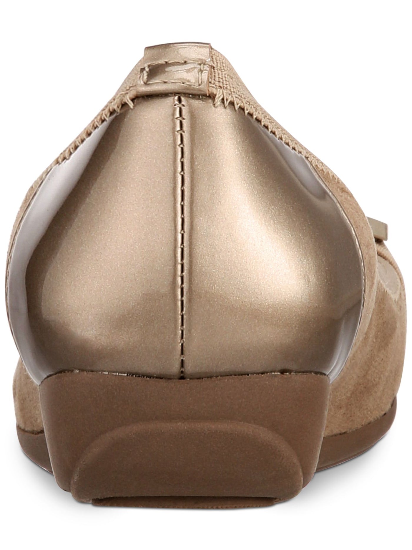 AK SPORT Womens Gold Metallic Hardware Detail Cushioned Uplift Square Toe Wedge Slip On Flats Shoes 5 M