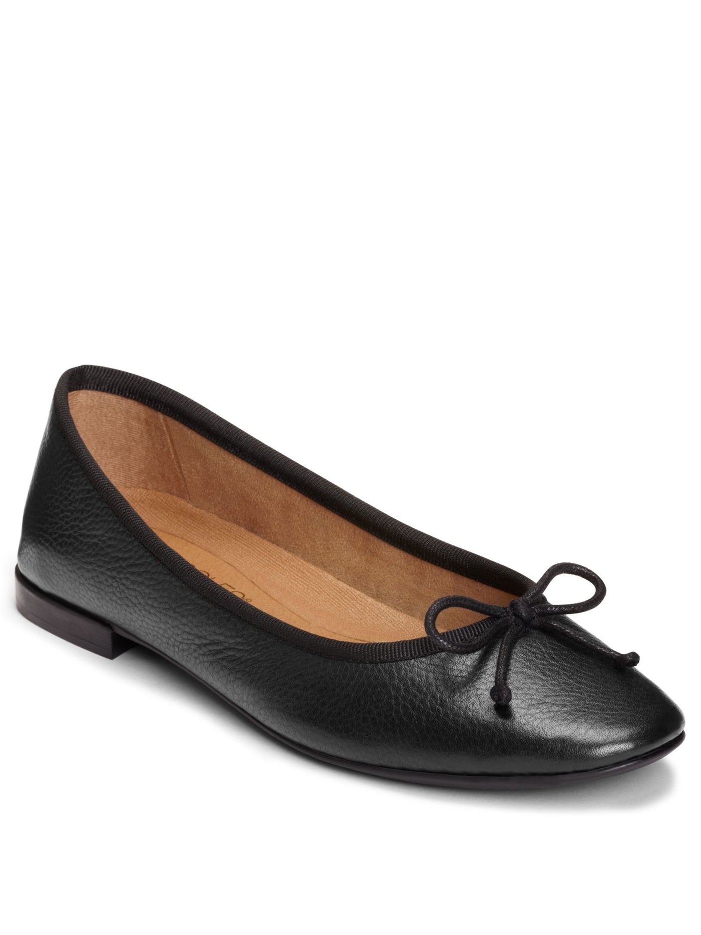 AEROSOLES MARTHA STEWART Womens Black Padded Bow Accent Removable Insole Homerun Round Toe Slip On Leather Ballet Flats 10 M