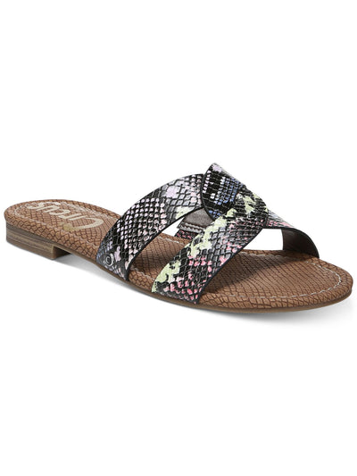 CIRCUS BY SAM EDELMAN Womens Pastel Multi Pink Snake Print Twisted Straps Clover Almond Toe Slip On Slide Sandals 6.5