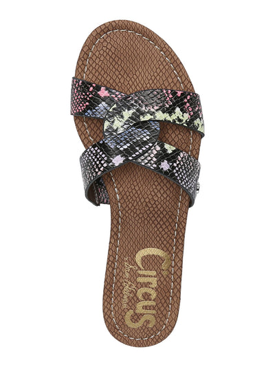 CIRCUS BY SAM EDELMAN Womens Pastel Multi Pink Snake Print Twisted Straps Clover Almond Toe Slip On Slide Sandals 6.5