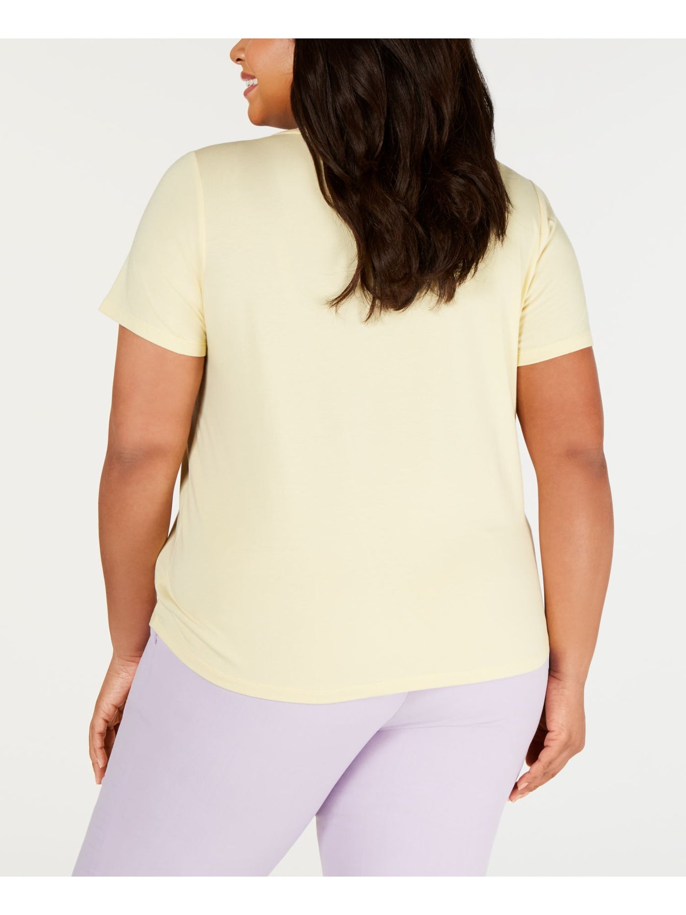 BAR III Womens Yellow Short Sleeve Crew Neck T-Shirt Plus 2X