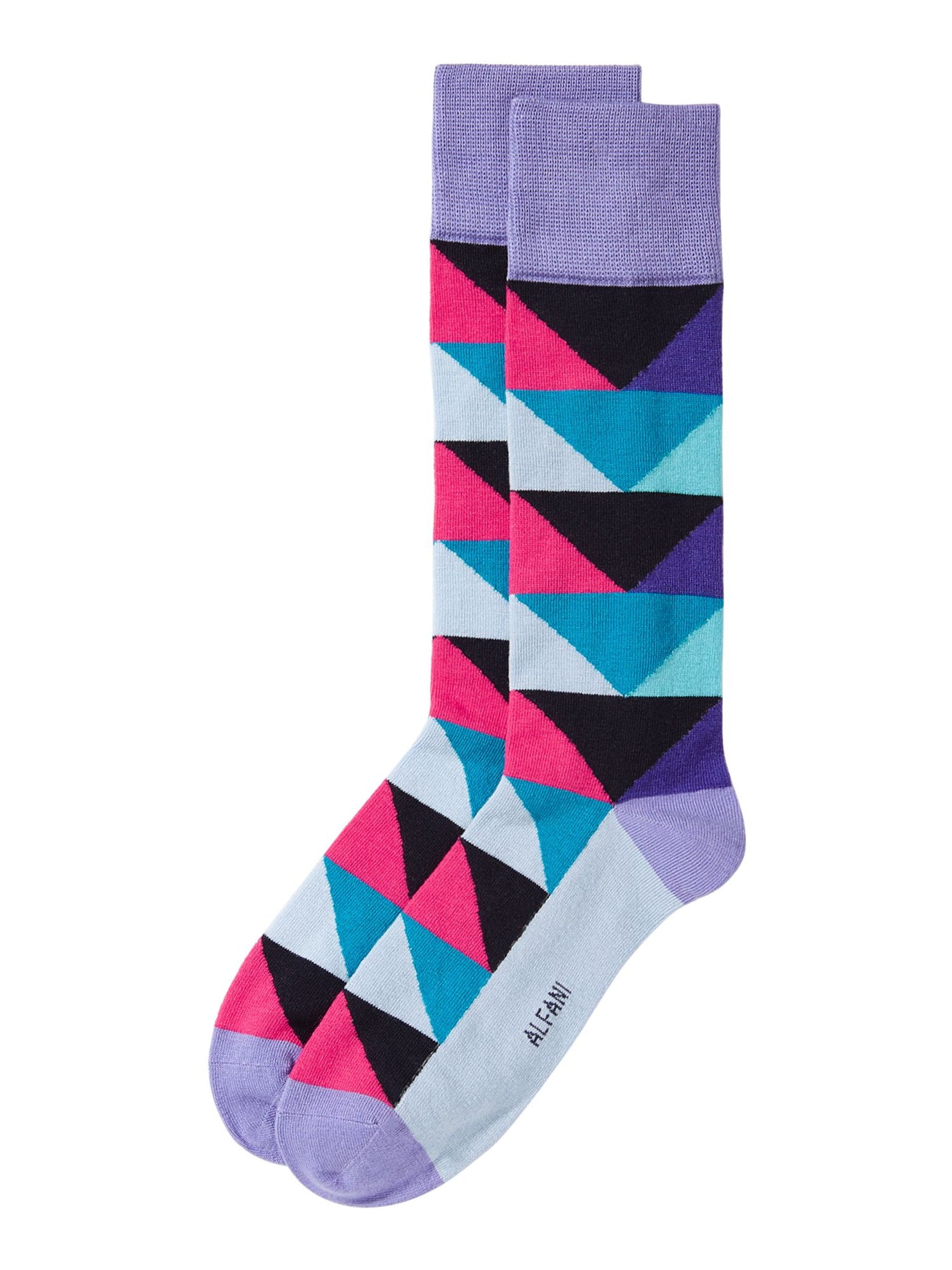 ALFANI Lavender Aqua Purple Triangle Seamless Anti-Odor Dress Crew Socks 10-13