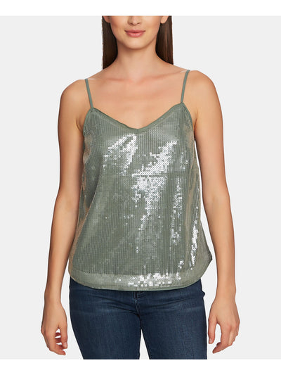 1. STATE Womens Green Sequined Spaghetti Strap Tank Top M