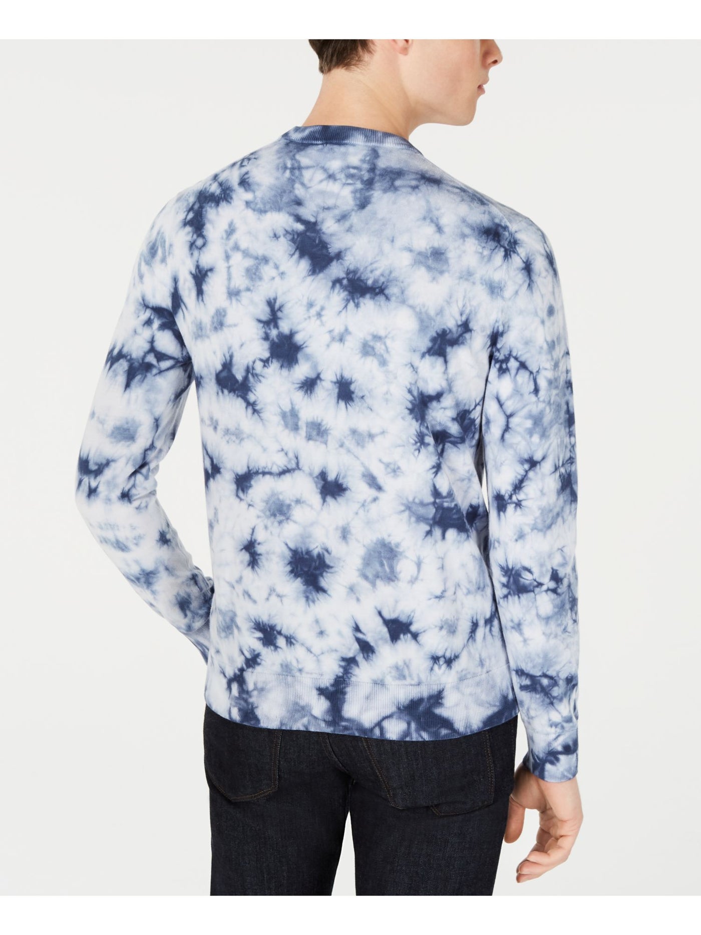 MICHAEL KORS Mens Light Blue Tie Dye Short Sleeve Crew Neck Pullover Sweater XL