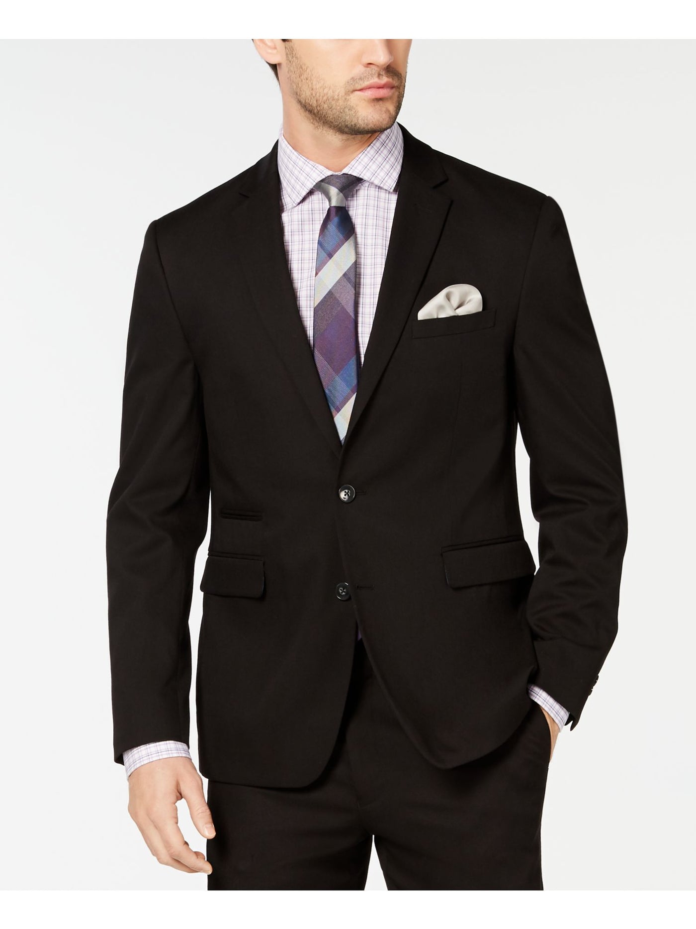 VINCE CAMUTO Mens Black Single Breasted, Stretch, Slim Fit Wrinkle Resistant Suit Separate Blazer Jacket 38 SHORT