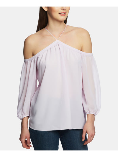 1. STATE Womens Light Purple Long Sleeve Off Shoulder Top M