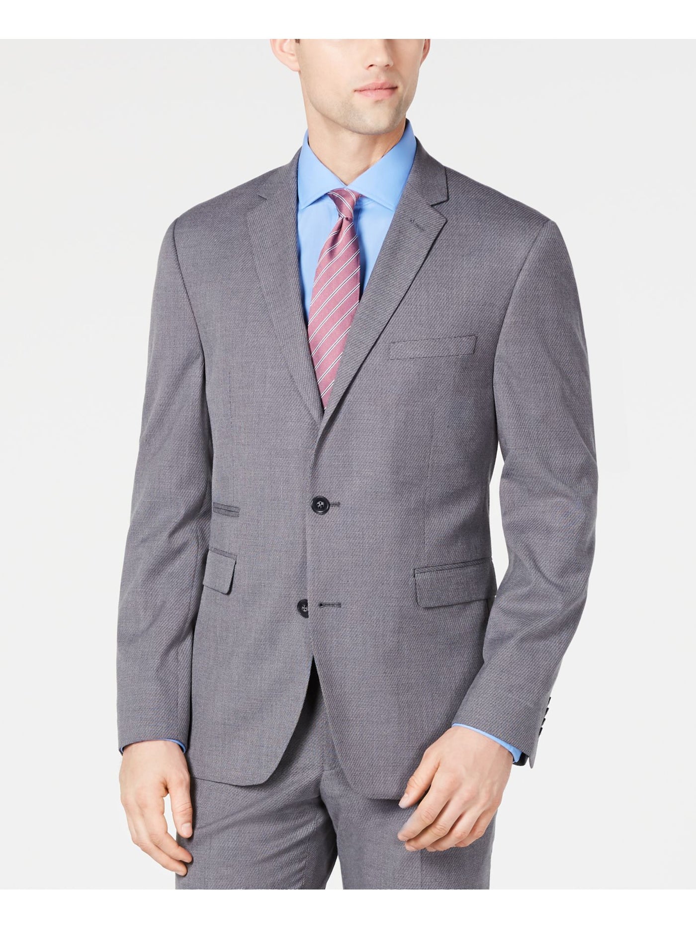 VINCE CAMUTO Mens Gray Single Breasted, Stretch, Slim Fit Wrinkle Resistant Suit Separate Blazer Jacket 48R