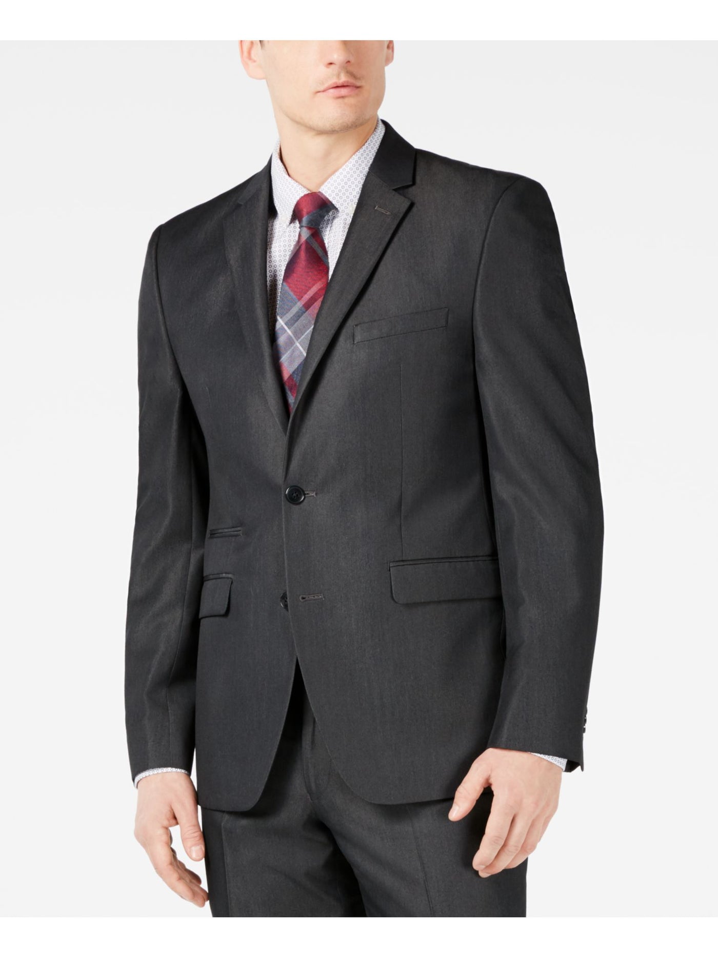 VINCE CAMUTO Mens Gray Single Breasted, Wrinkle Resistant Suit Jacket 42S