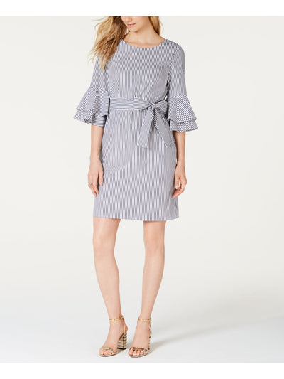 PAPPAGALLO Womens Belted Bell Sleeve Square Neck Short Cocktail Shift Dress