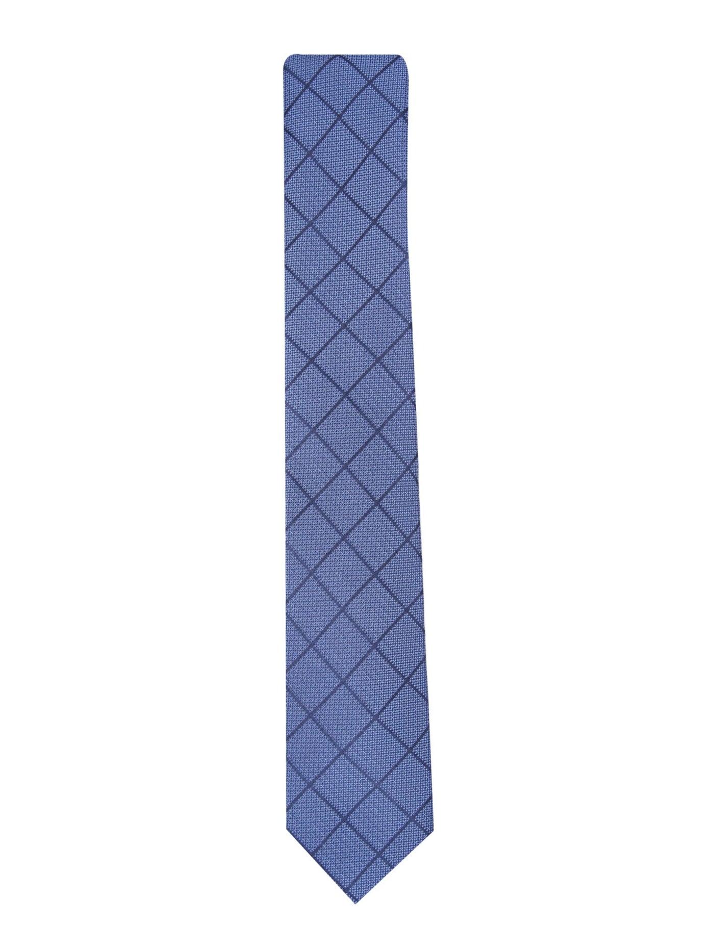 ALFANI Mens Blue Windowpane Plaid Classic Neck Tie