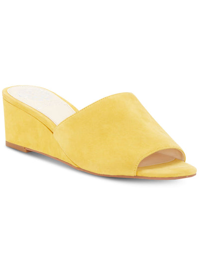 VINCE CAMUTO Womens Dandelion Yellow Goring Padded Stephena Round Toe Wedge Slip On Leather Slide Sandals Shoes 5.5 M