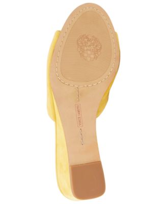 VINCE CAMUTO Womens Dandelion Yellow Goring Padded Stephena Round Toe Wedge Slip On Leather Slide Sandals Shoes M