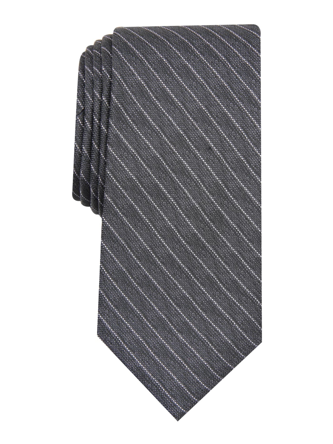 ALFANI Mens Black Pencil Stripe Thin Striped Silk Slim Neck Tie
