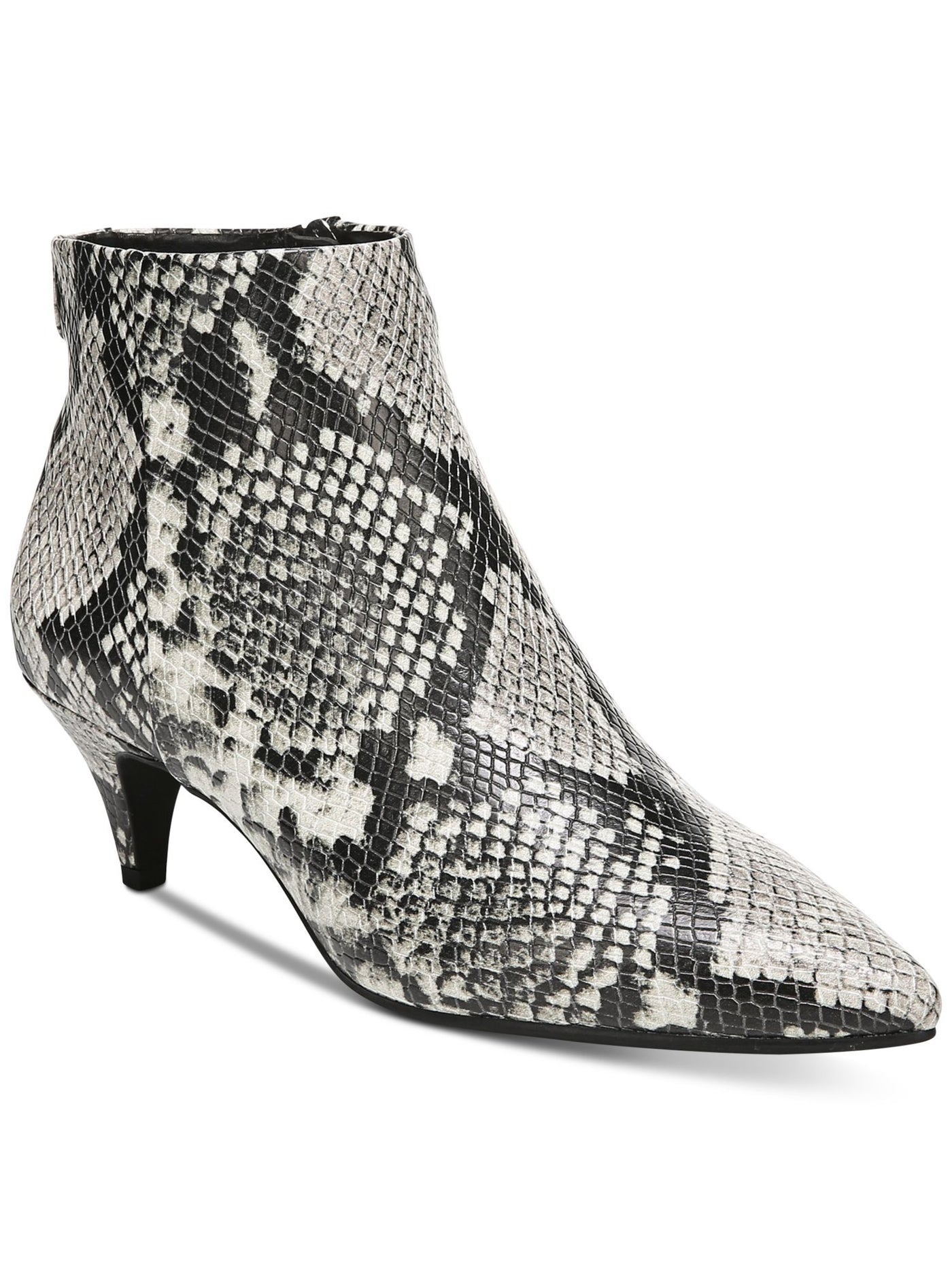 CIRCUS BY SAM EDELMAN Womens Gray Snake Print Cushioned Logo Kirby Pointed Toe Kitten Heel Zip-Up Booties 7 M