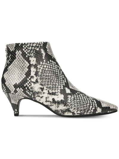 CIRCUS BY SAM EDELMAN Womens Gray Snake Print Cushioned Logo Kirby Pointed Toe Kitten Heel Zip-Up Booties 7 M