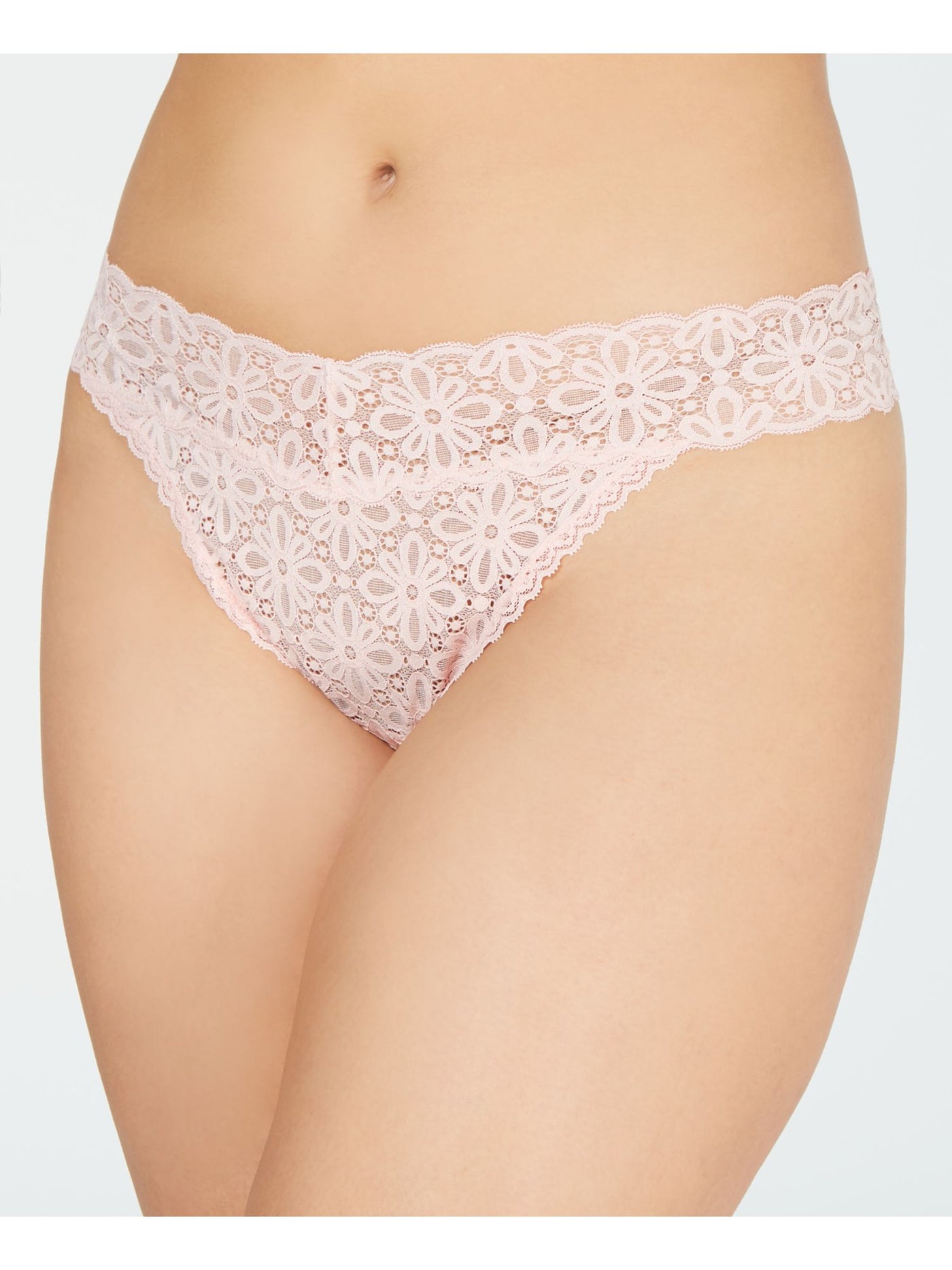 JENNI Intimates Pink Lace Solid Everyday Thong Plus Size: ONE SIZE