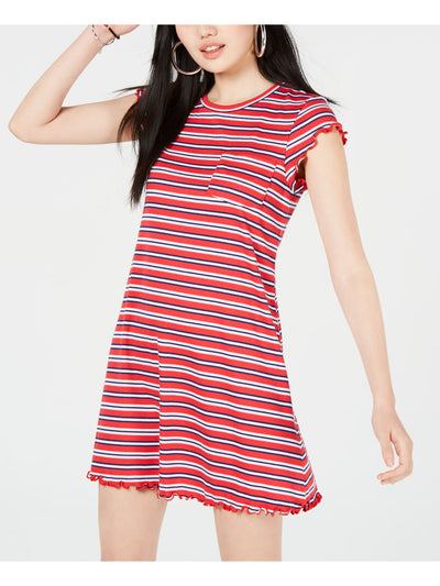 ULTRA FLIRT Womens Red Short Sleeve Above The Knee Shift Dress XS