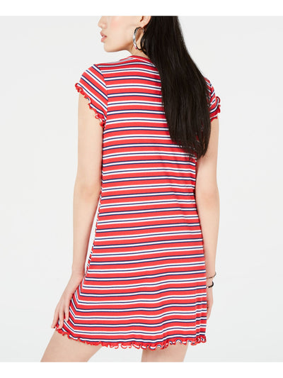 ULTRA FLIRT Womens Red Short Sleeve Above The Knee Shift Dress XS