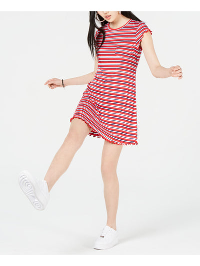 ULTRA FLIRT Womens Red Short Sleeve Above The Knee Shift Dress XS