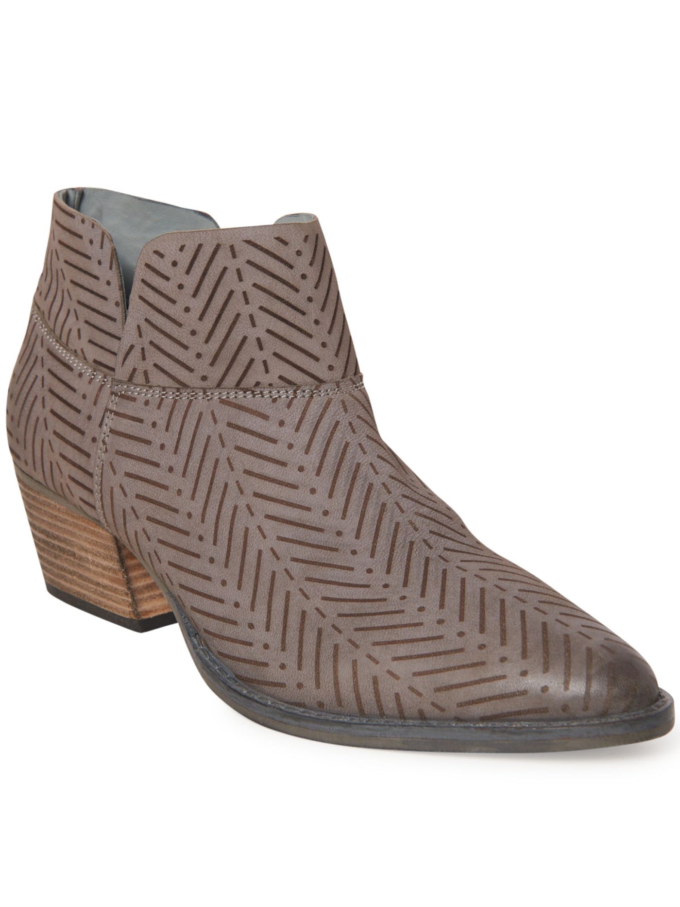 CHARLES BY CHARLES DAVID Womens Gray Perforated Padded Zander Almond Toe Block Heel Zip-Up Leather Booties 5.5 M