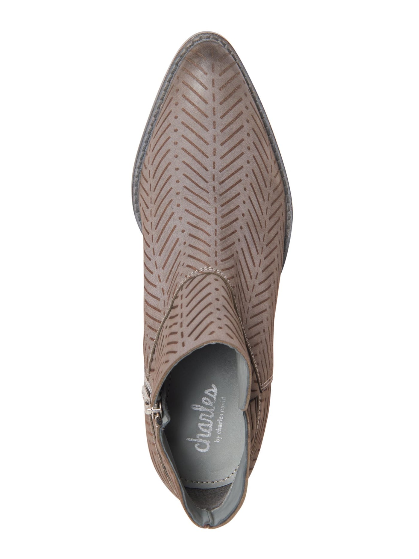 CHARLES BY CHARLES DAVID Womens Gray Perforated Padded Zander Almond Toe Block Heel Zip-Up Leather Booties 5.5 M