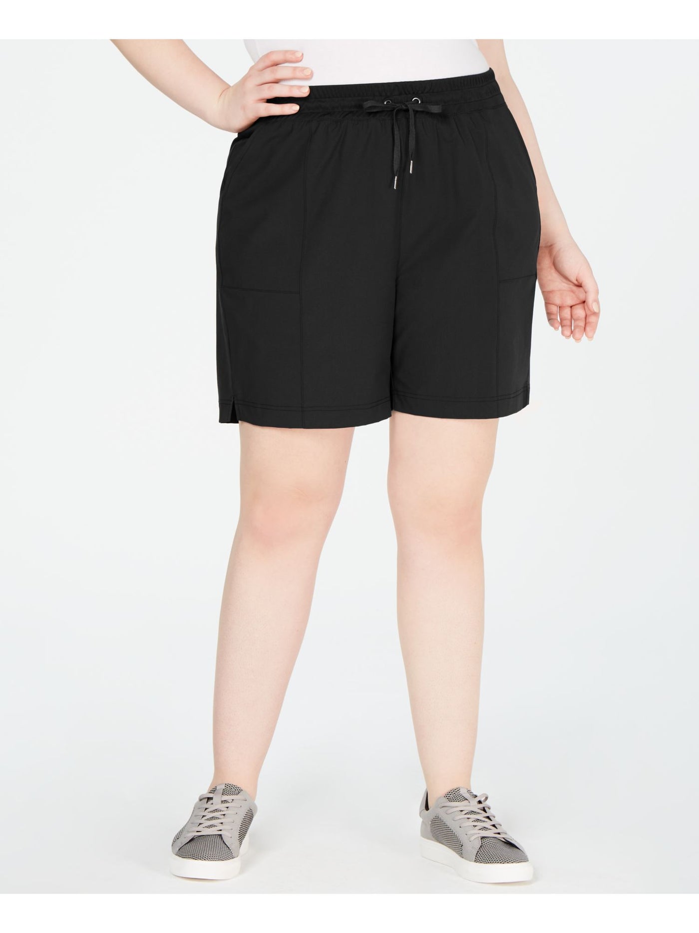 IDEOLOGY Womens Black Stretch Tie Cropped Shorts Plus 1X