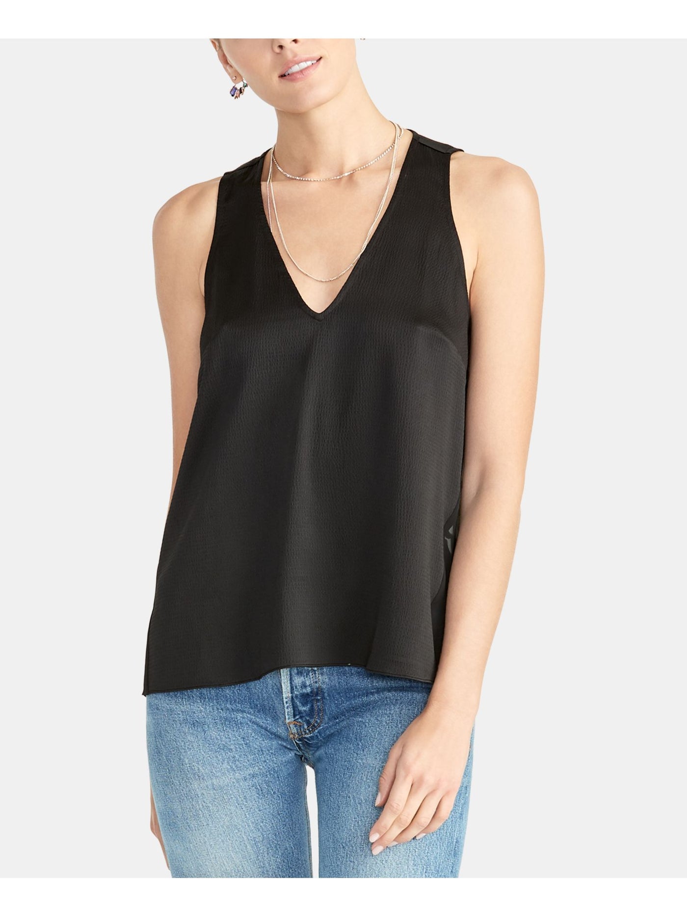 RACHEL ROY Womens Black Sleeveless V Neck Top XS