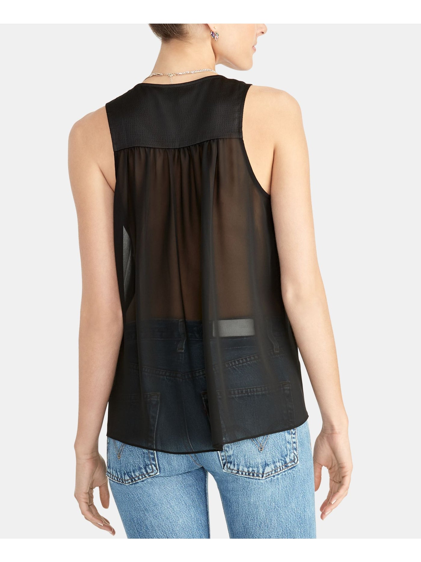 RACHEL ROY Womens Black Sleeveless V Neck Top XS