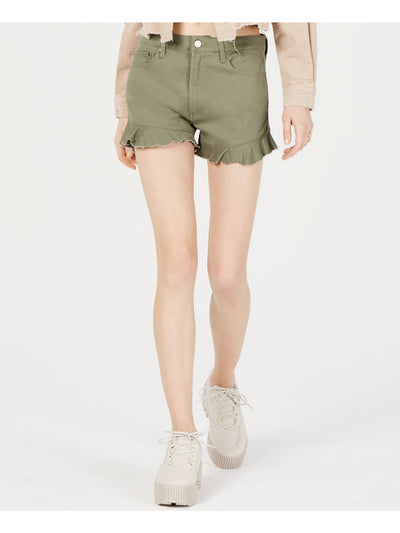 T.D.C. Womens Green Ruffled Shorts 0