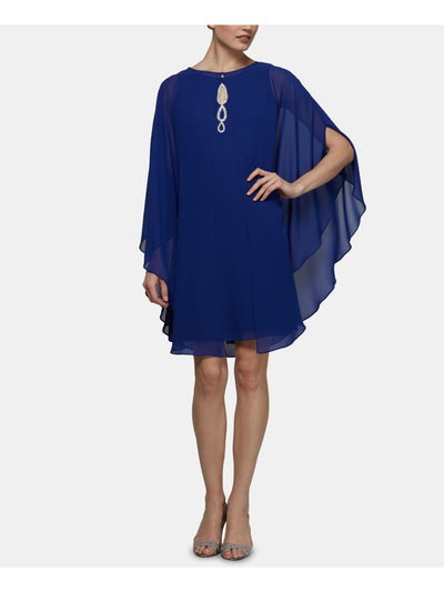 SLNY Womens Blue Sheer Open Front Short Sleeve Top 14
