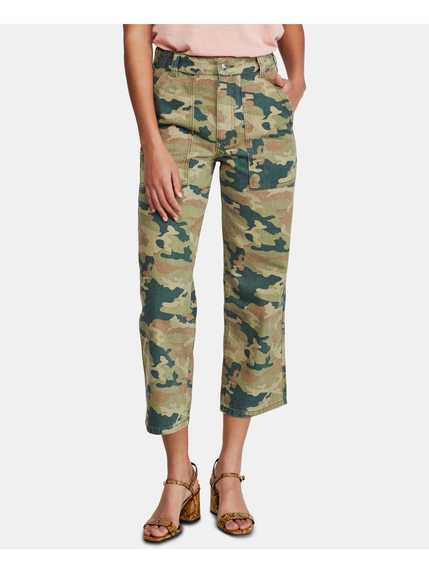 WE THE FREE Womens Green Camouflage Jeans 25 Waist