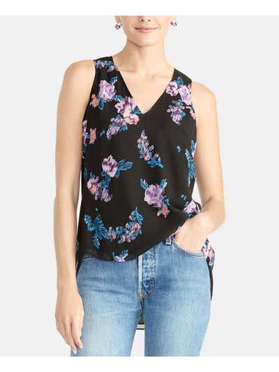 RACHEL ROY Womens Black Floral Sleeveless V Neck Top XL