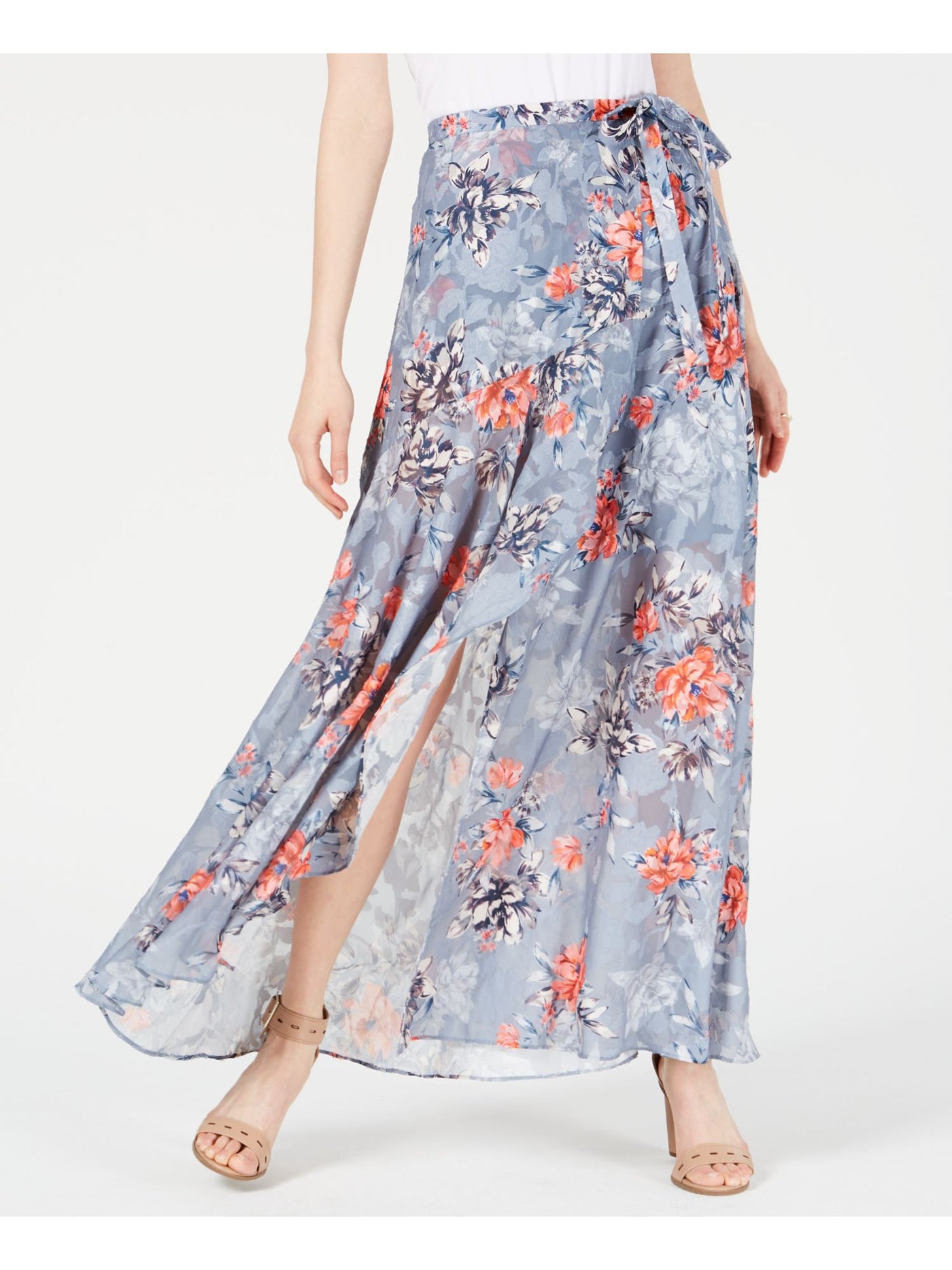 FRENCH CONNECTION Womens Blue Floral Maxi Pleated Skirt 2