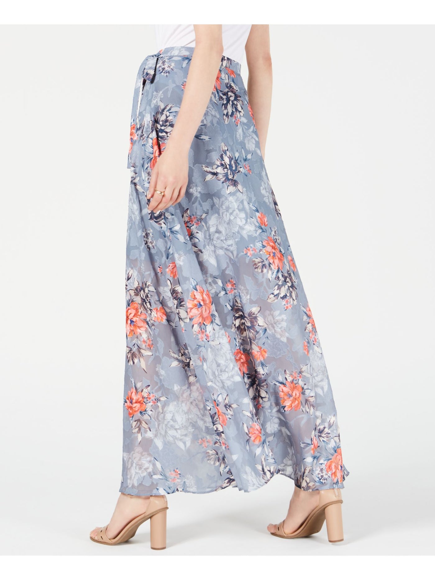 FRENCH CONNECTION Womens Blue Floral Maxi Pleated Skirt 2