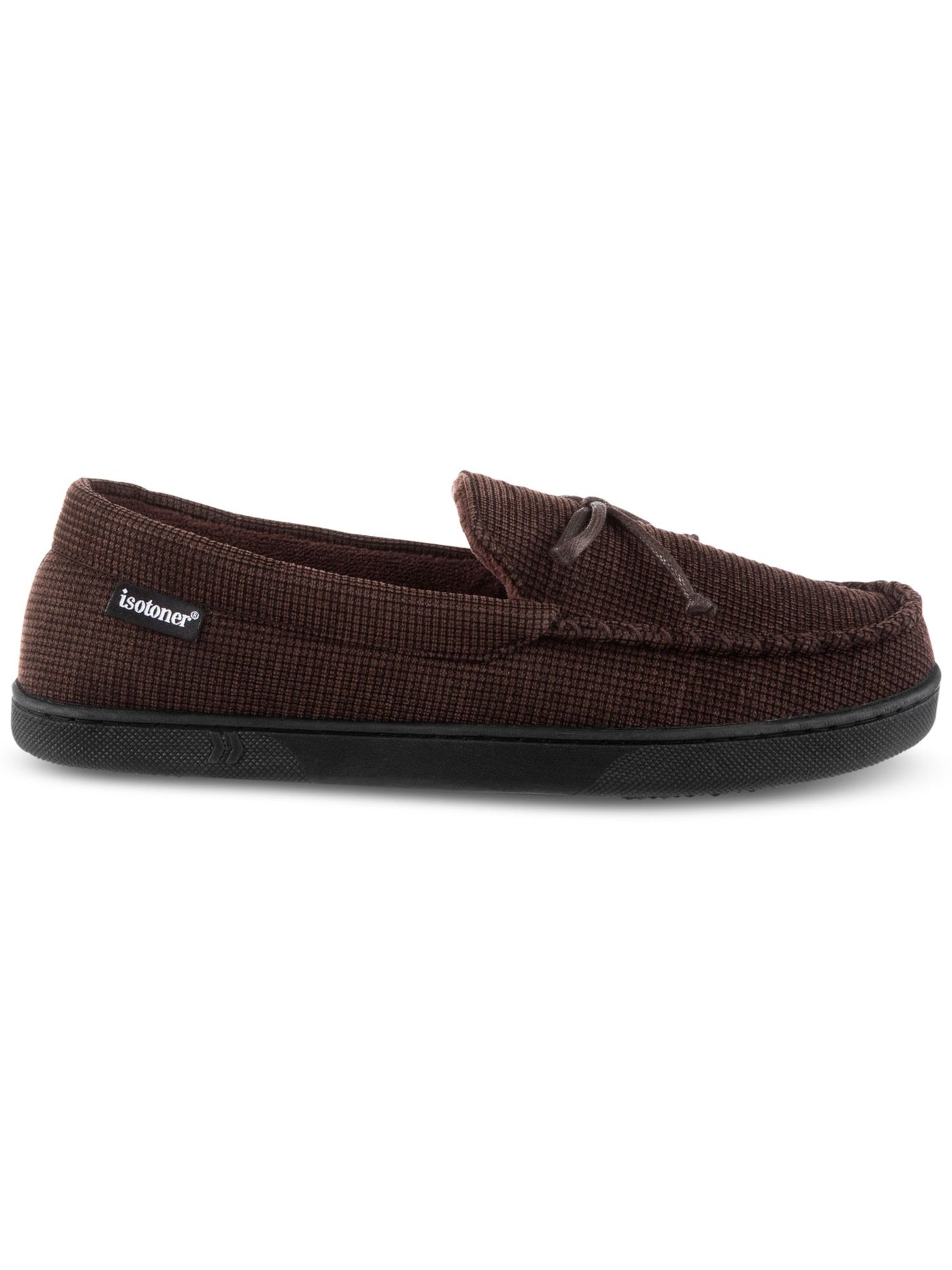 ISOTONER Mens Brown Corduroy Mocassin Toe Machine Washable In Signature Slip On Slippers Shoes 9.5-10.5