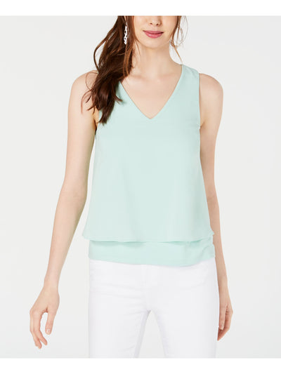 BAR III Womens Green Layered Look Sleeveless V Neck Top XS