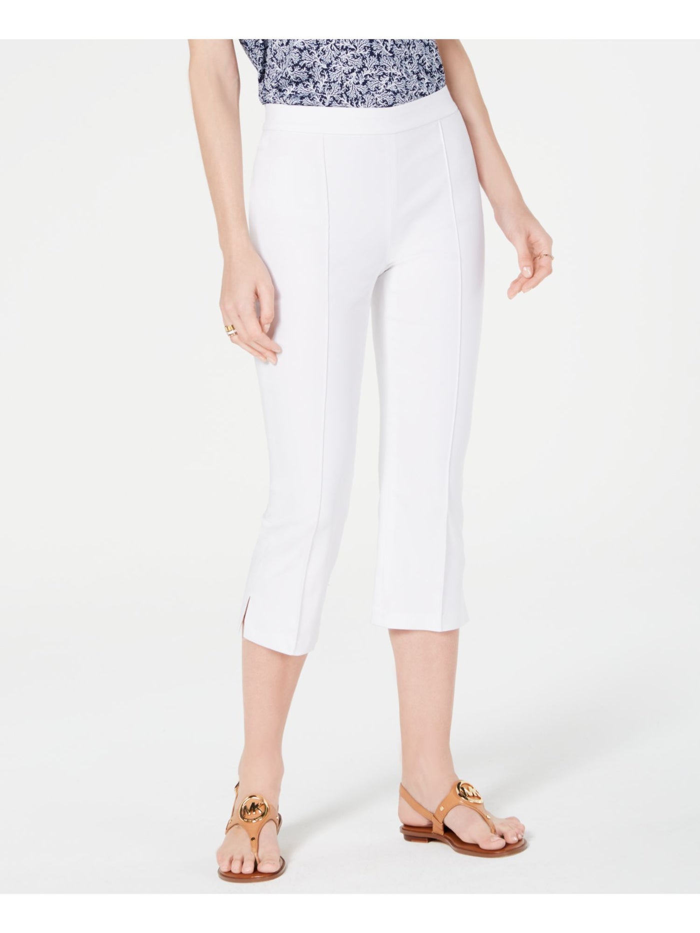 MICHAEL KORS Womens White Capri Pants Size: 14