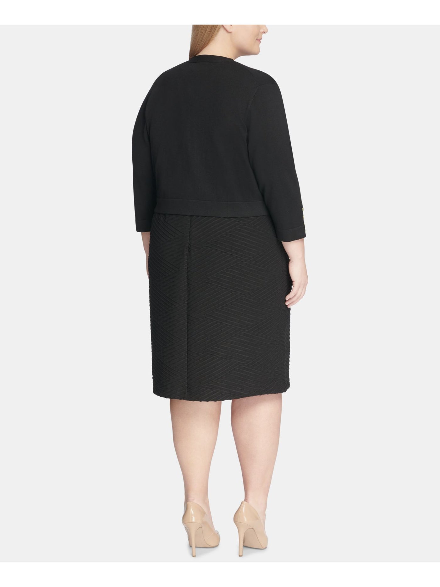 TOMMY HILFIGER Womens Black Long Sleeve Open Cardigan Wear To Work Sweater Plus 1X
