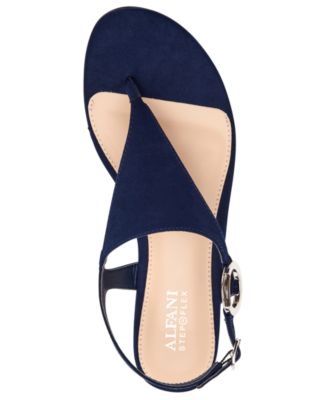 ALFANI Womens Navy Slingback Adjustable Hayyden Round Toe Buckle Thong Sandals Shoes M