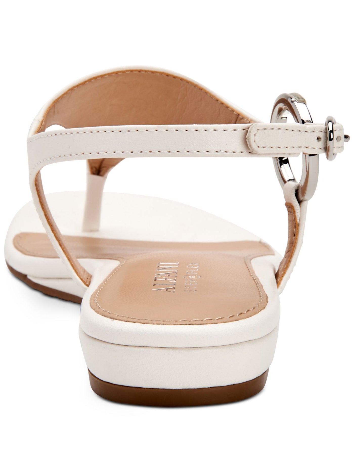 ALFANI Womens White Ring Hardware Shield Hayyden Round Toe Buckle Thong Sandals Shoes 6 M