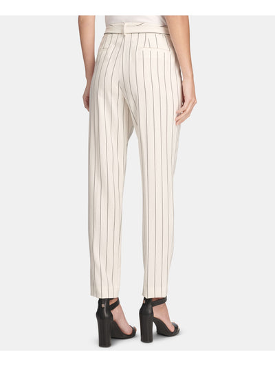 DKNY Womens White Short Length Pinstripe Cropped Pants 16
