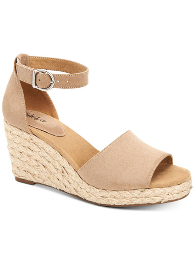 STYLE & COMPANY Womens Yellow Mc Beige 1" Platform Braided Jute Ankle Strap Padded Seleeney Round Toe Wedge Buckle Espadrille Shoes 7 M