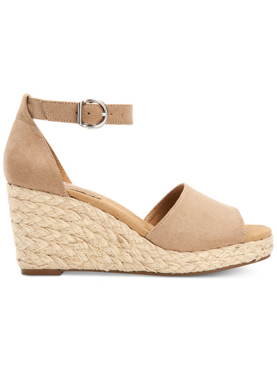 STYLE & COMPANY Womens Yellow Mc Beige 1" Platform Braided Jute Ankle Strap Padded Seleeney Round Toe Wedge Buckle Espadrille Shoes 7 M