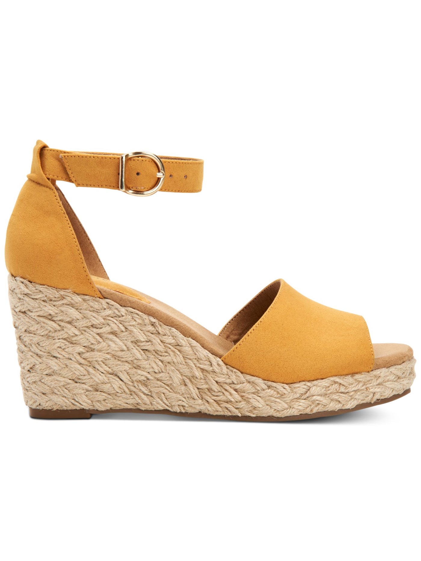STYLE & COMPANY Womens Yellow Mc 1" Platform Braided Jute Ankle Strap Padded Seleeney Round Toe Wedge Buckle Espadrille Shoes 8 M
